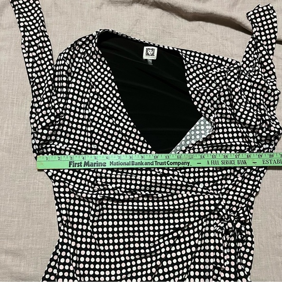 Anne Klein Chic Pink Black Polka Dot Women's Wrap Top Plus Size XL Office - Picture 7 of 7